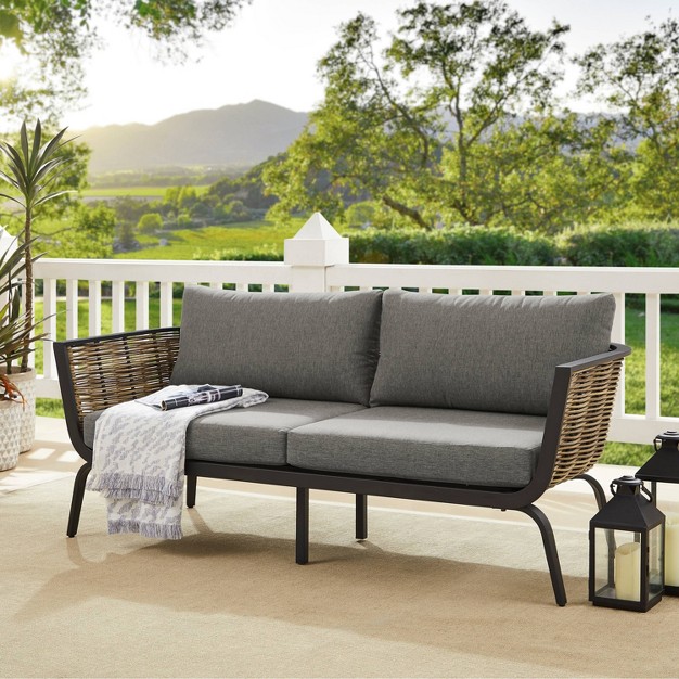 Ashby Loveseat Gray black natural Linon