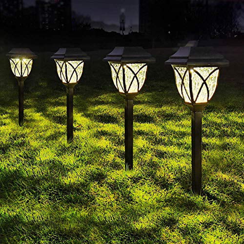 LAMTREE Solar Lights Garden Outdoor (Classic)， 8 Packs LED Solar Path Light Ground for Lawn Landscape Patio Yard Pathway Walkway Driveway Sideway (Warm White)