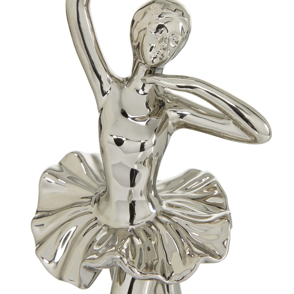 The Novogratz Silver Ceramic Dancer Sculpture (Set of 2)   4 x 2.75 x 11 and 3 x 2.5 x 10