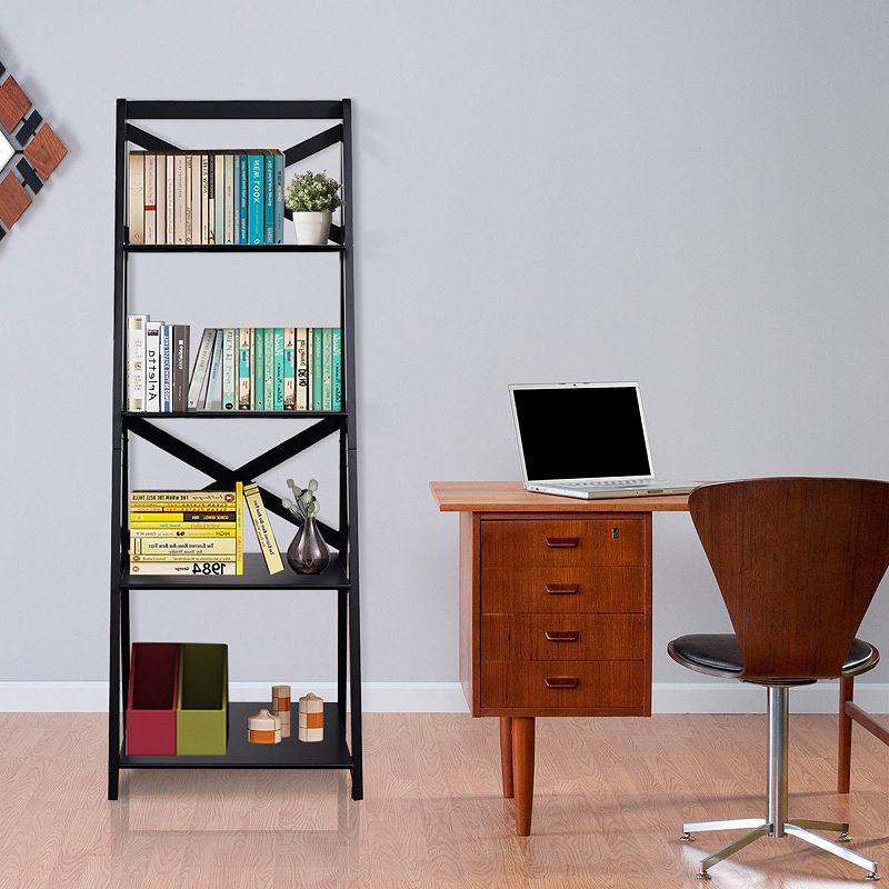 4-Tier Leaning Free Standing Ladder Shelf Bookcase