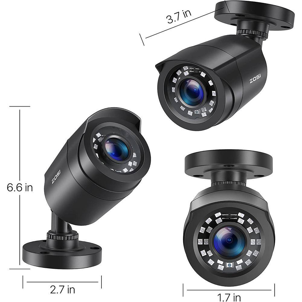 ZOSI Wired 1080P FHD Outdoor Bullet TVI Security Camera Compatible with TVI DVR (2-Pack) 2AK-1062B-BS-US