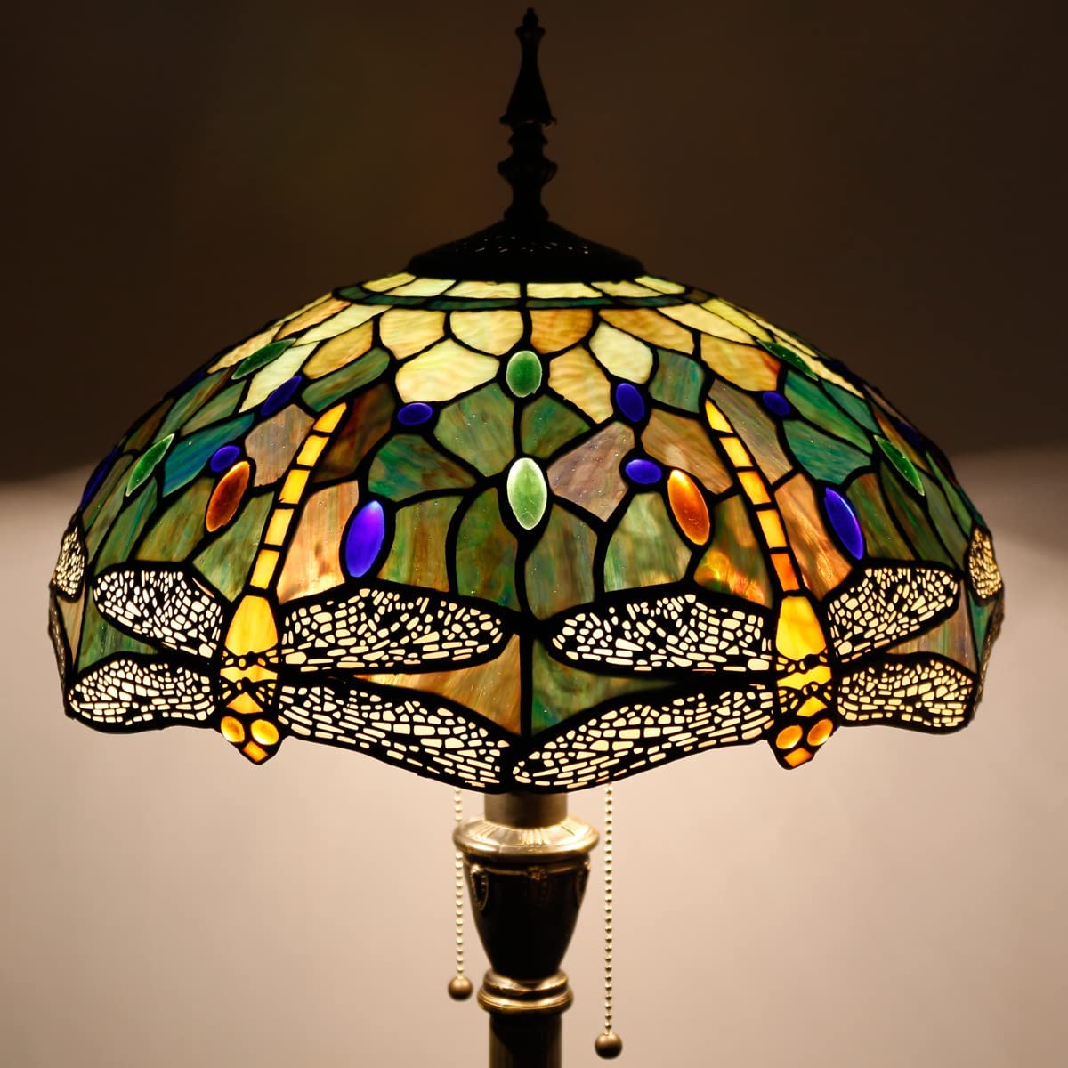 BBNBDMZ Tiffany Floor Lamp Stained Glass Butterfly Style Reading Lamp W16H70 Inch Tall Antique Standing Pole Light Bronze Finsh  Bright Lighting Decor  Corner Living Room Bedroom Office