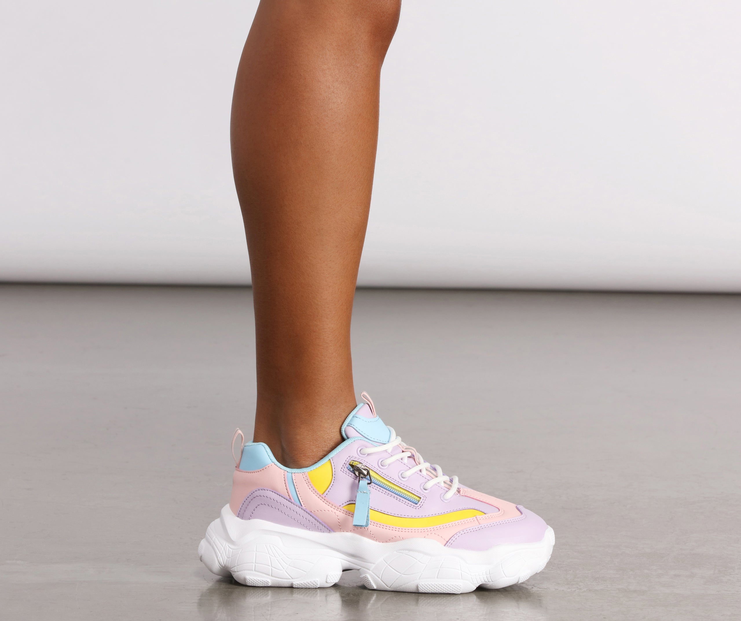 Pastel With Zipper Chunky Sneakers