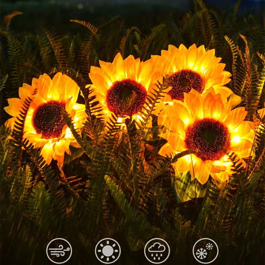 2PCS Solar Garden Stake Lights Led Sunflower Lights For Lawn Garden Decor