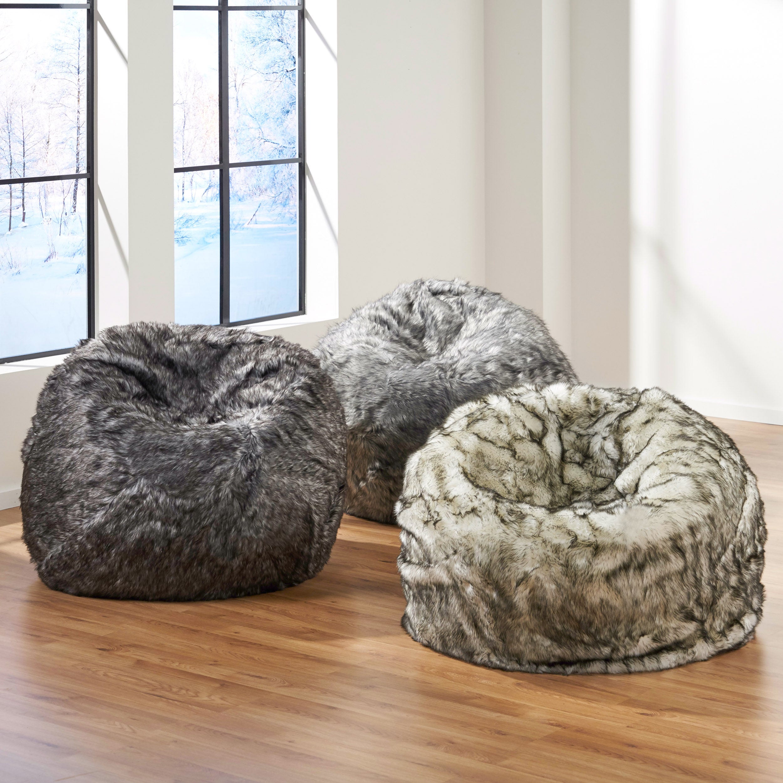 Leslie Modern 3 Foot Faux Fur Bean Bag Cover