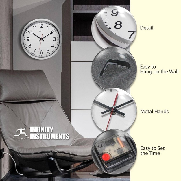 Obsidian Business Clock Silver Infinity Instruments