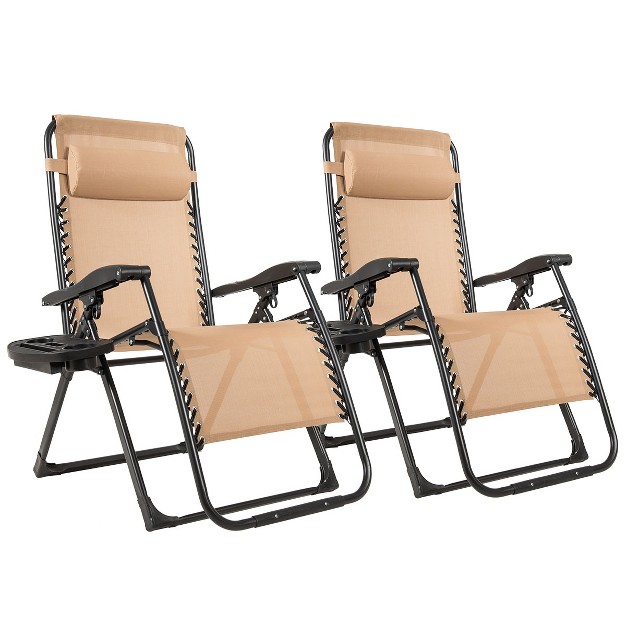 Costway 2pc Oversize Lounge Patio Heavy Duty Folding Recliner