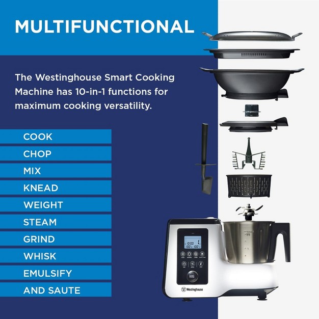 Westinghouse Smart Cooking Machine 10 in 1 Functionality Featuring 3 Preset Cooking Modes Lcd Display And 3l Removable Mixing Bowl