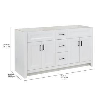 Home Decorators Collection Ridge 60 in. W x 21.6 in. D x 34 in. H Bath Vanity Cabinet without Top in White RG60-WH