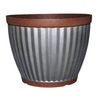 CHG CLASSIC HOME  GARDEN Spokane 16 in. Galvanized Resin Planter with Copper Rim 5116-588R