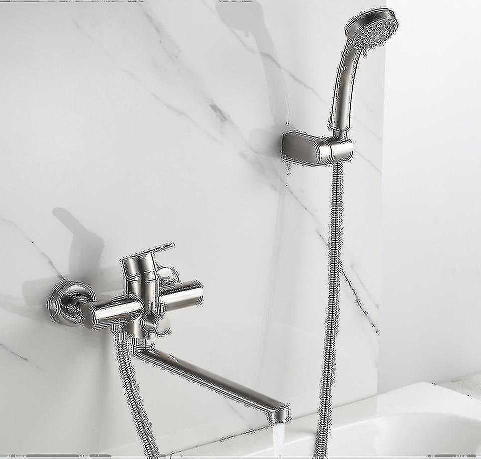 Stainless Steel Bath Faucets Set Water Mixer Crane Tap With Hand