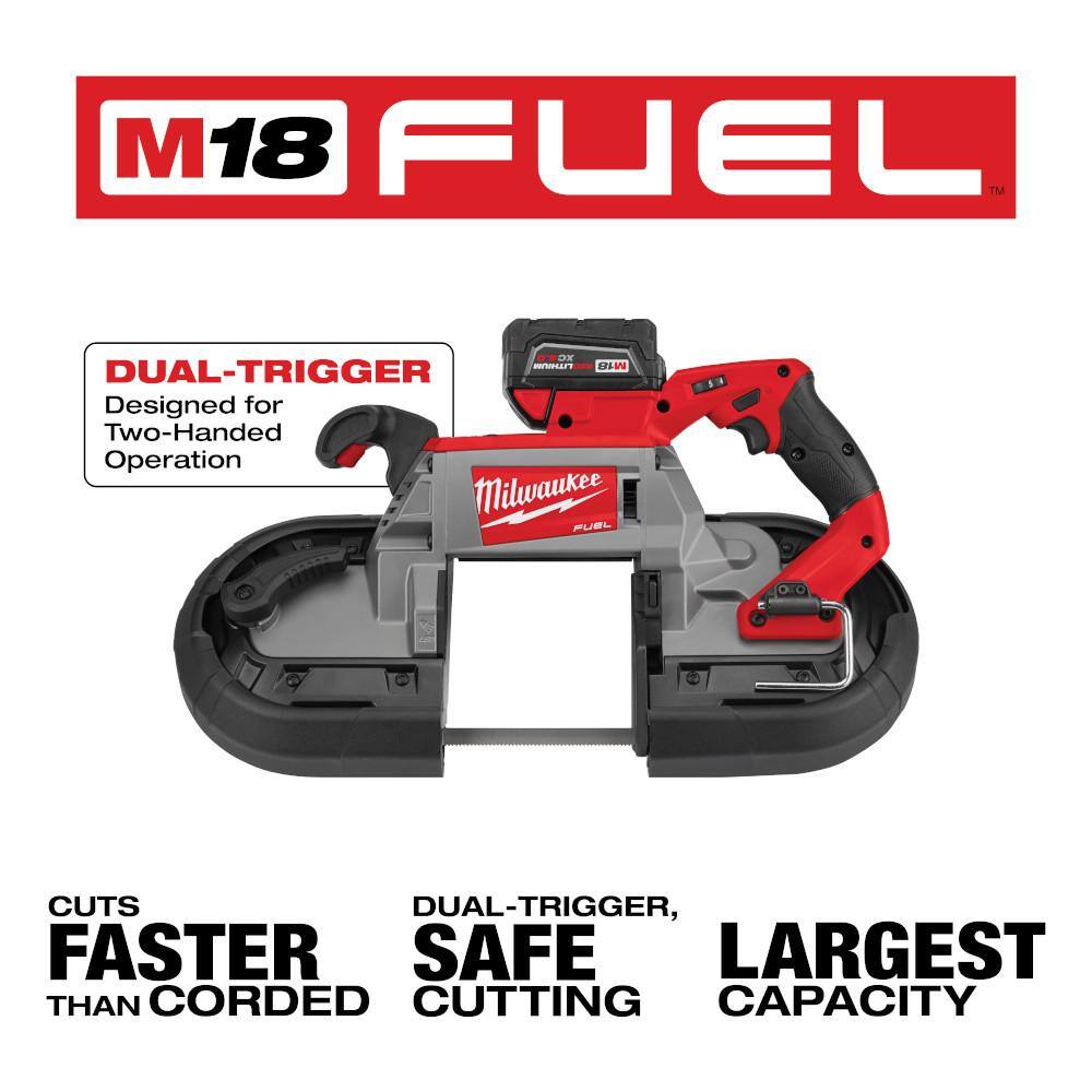 MW M18 FUEL 18V Lithium-Ion Brushless Cordless Deep Cut Dual-Trigger Band Saw Kit with Two 5.0 Ah Batteries 2729S-22