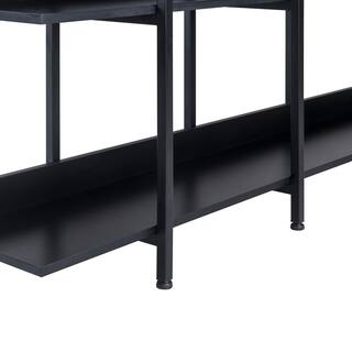 Asucoora Giltner 71 in.Black Metal 5-Shelf Etagere Bookcase.with Open Back NYZWJ004-BK