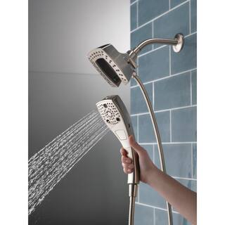 Delta In2ition 5-Spray Patterns 1.75 GPM 5.75 in. Wall Mount Dual Shower Heads in Lumicoat Stainless 58474-SS-PR