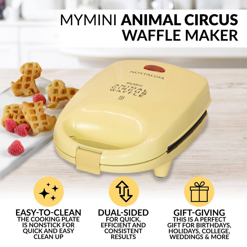 Nostalgia 520 W 4-Waffle Yellow Animal Circus Waffle Maker MANWFL4YW