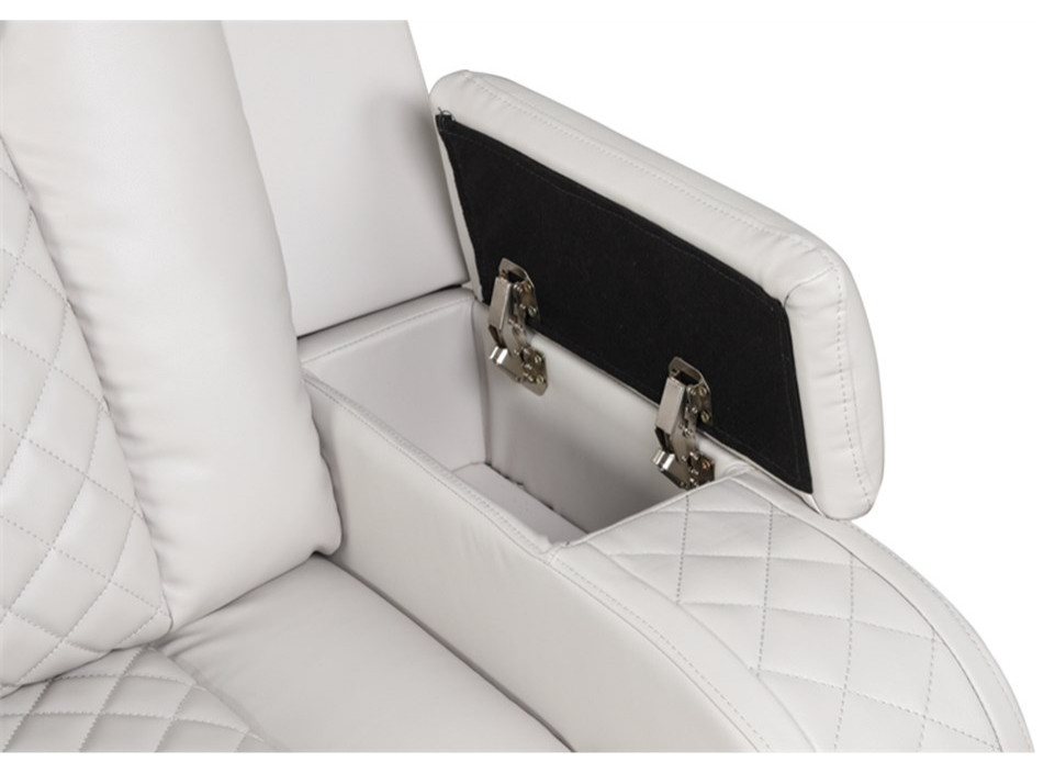 Benz LED  ampPower Reclining Loveseat Made With Faux Leather in Ice/ White   Contemporary   Loveseats   by Homesquare  Houzz