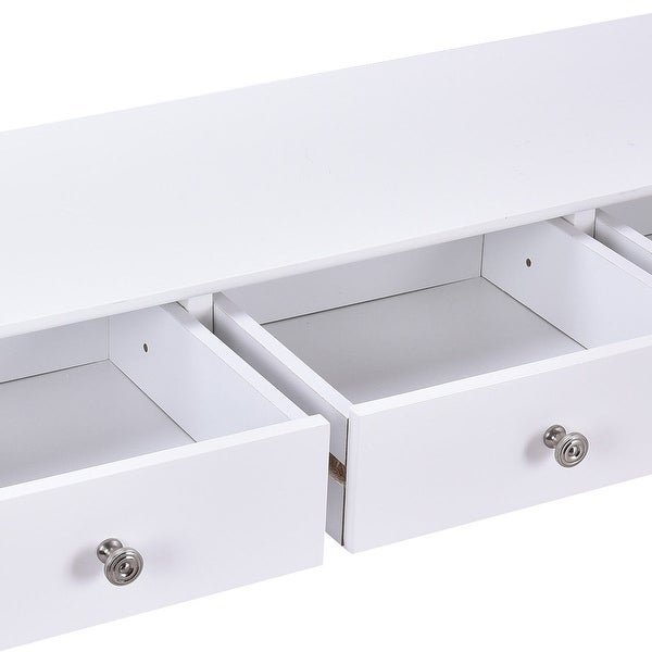 Hall table Side Table with 3 Drawers-White - 39.4