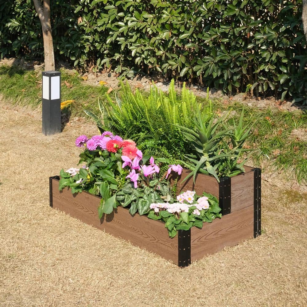 EverBloom 45 in. L x 24 in./12 in. W x 7 in./14 in. H Composite Cascade Wallside Garden Bed R0714C4524