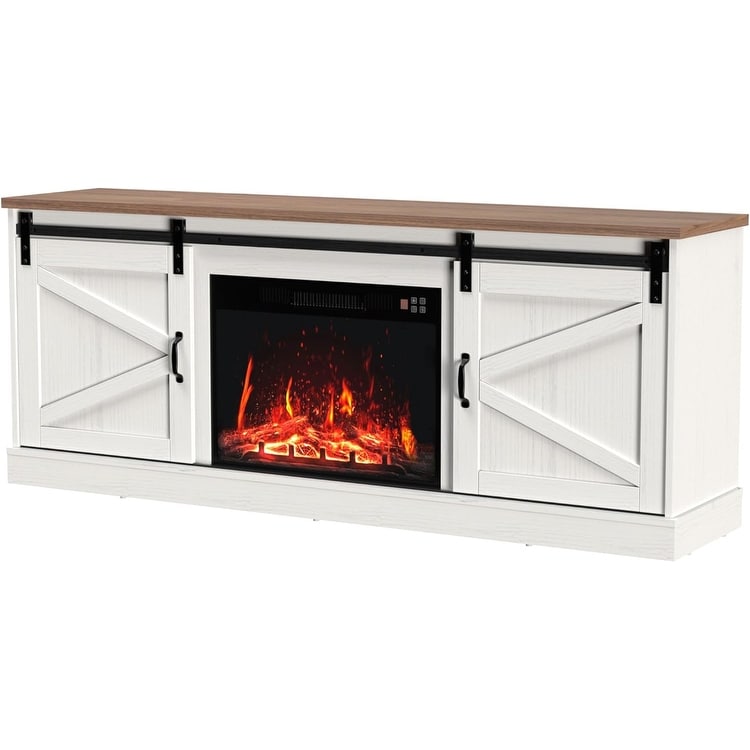 Kullavik Farmhouse Fireplace TV Stand for TVs up to 65'' with 24\