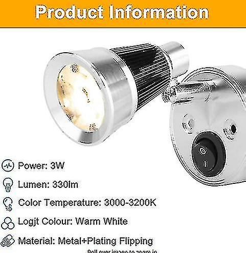 12v Led Reading Light， 3w Rv Interior Lighting With Switch Or Camper