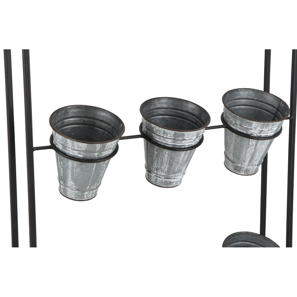 Black Metal 9 Pot Wall Planter with Metal Frame   W: 17.5\