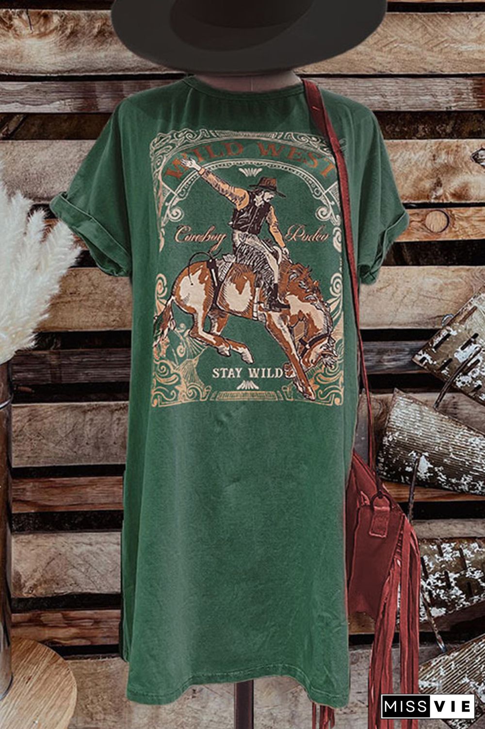 Stay Wild Western Print T-Shirt Dress