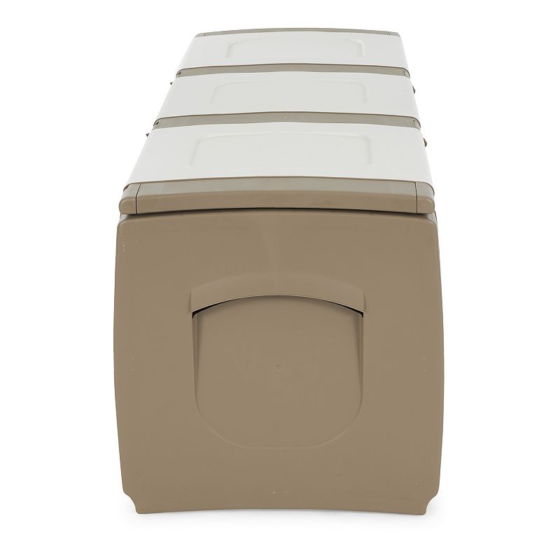 Homeplast Bold 79 Gallon Plastic Storage Trunk Resin Deck Box， Beige/White