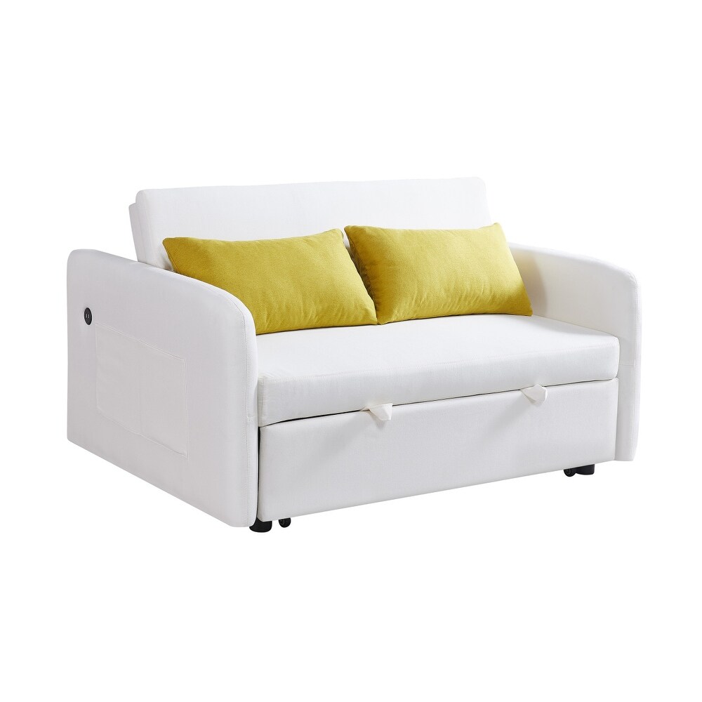 Modern Sofa with Pull Out Sleeper Bed Adjustable Backrest for Living Room