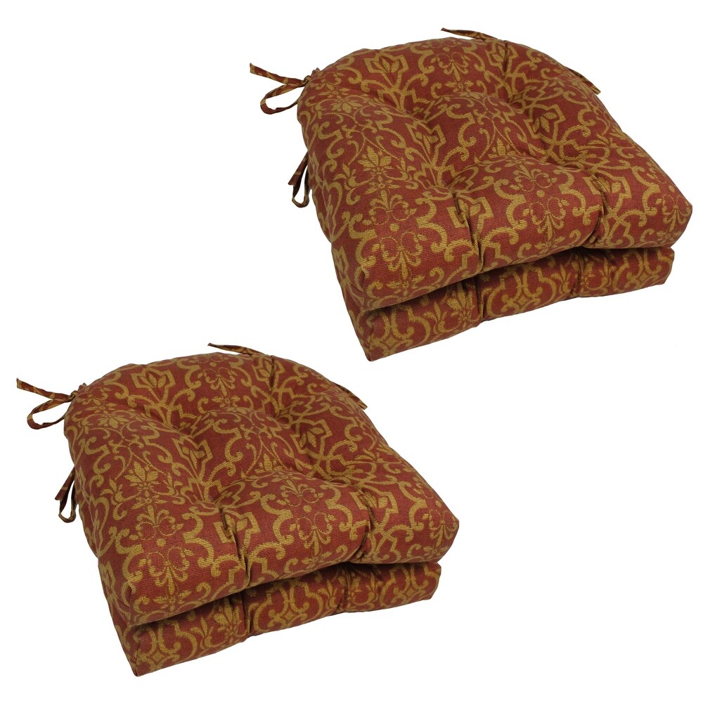 16 inch Rounded Back Tufted Indoor/Outdoor Chair Cushions (Set of 4)   16\