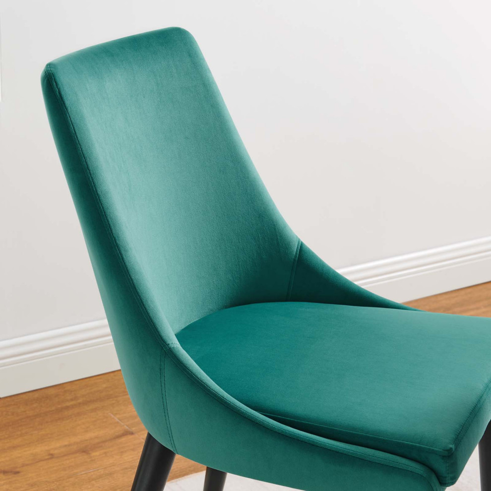 Viscount Performance Velvet Dining Chair  Teal   Midcentury   Dining Chairs   by Homesquare  Houzz