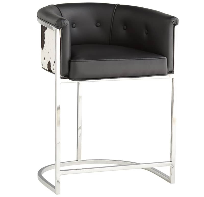 Arteriors Calvin Black And White Hide Counter Stool