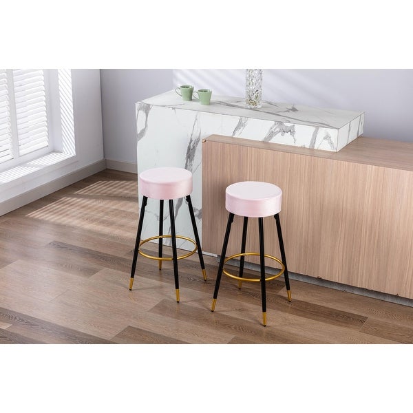 30.11 in. Set of 2 Metal Frame Bar Stool with Velvet Seat