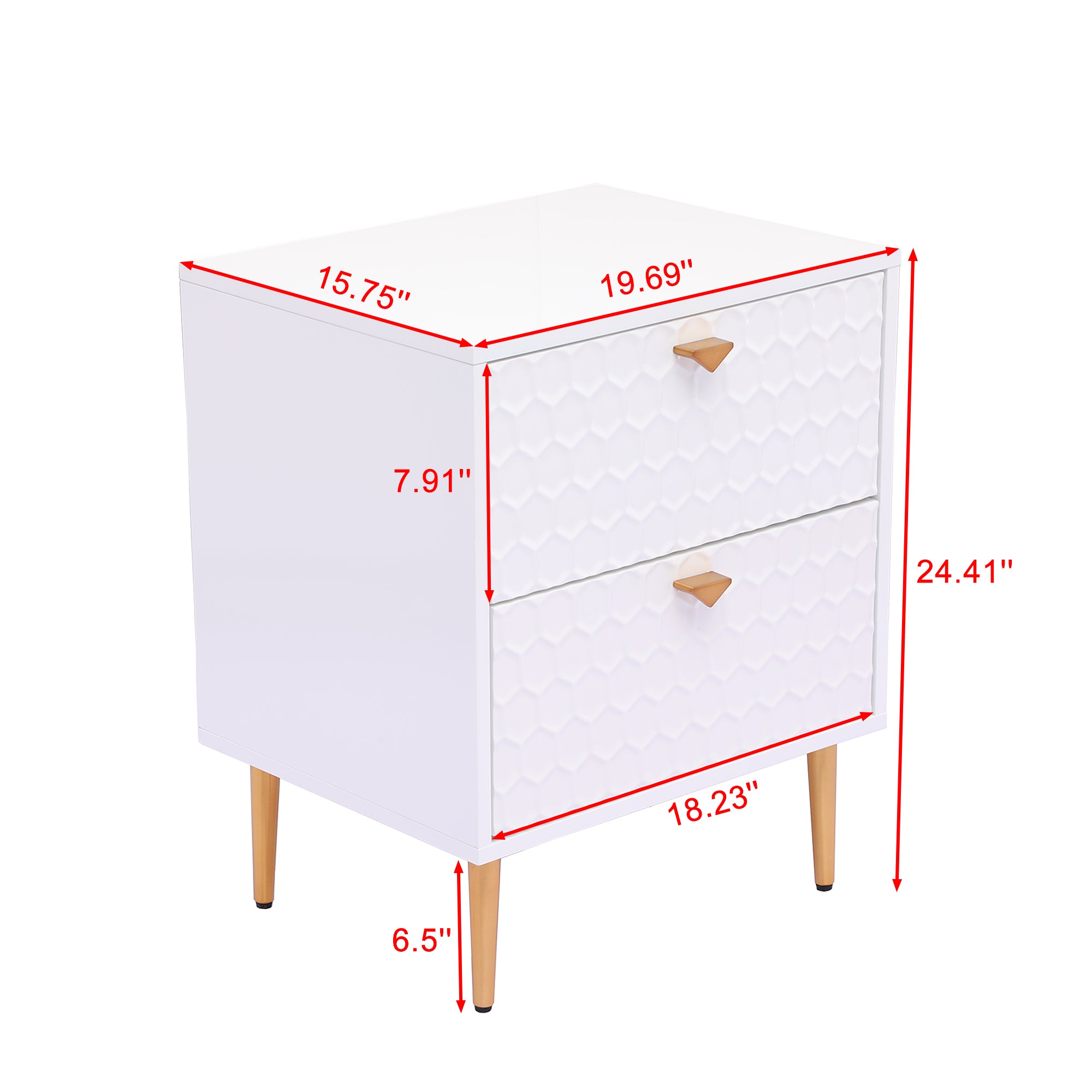 Boyel Living Modern Wood 2-Drawer Nightstand for Bedroom, White Cabinet Nightstands with Drawer, End Bedside Table