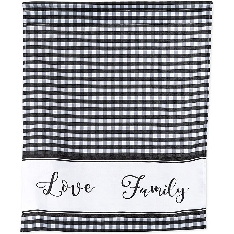 3 Piece Kitchen Curtains and Valances Set， 36 Inches Long for Window， Love Family Laugh Live (Black and White)