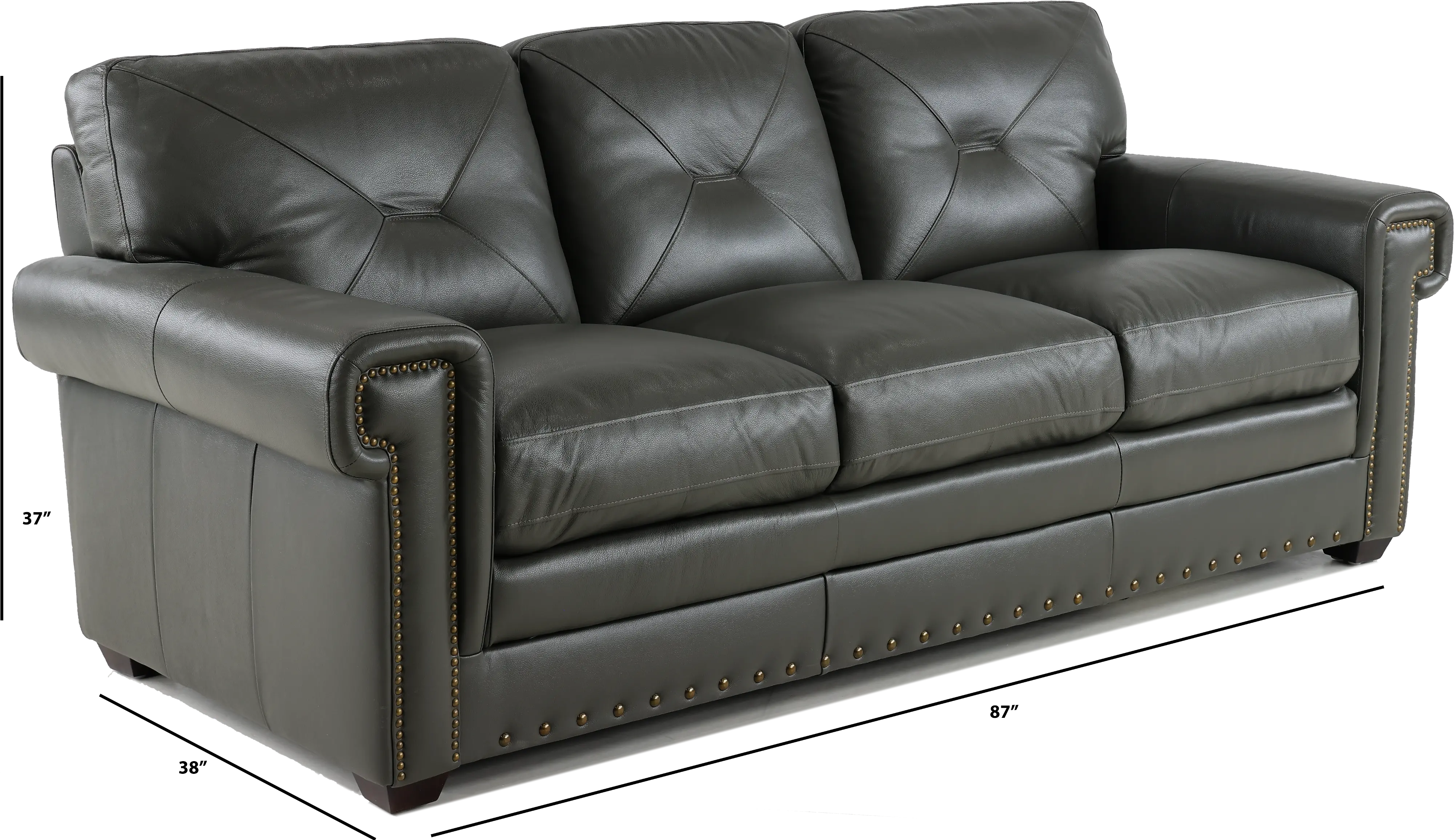 Derrick Gray Leather Sofa