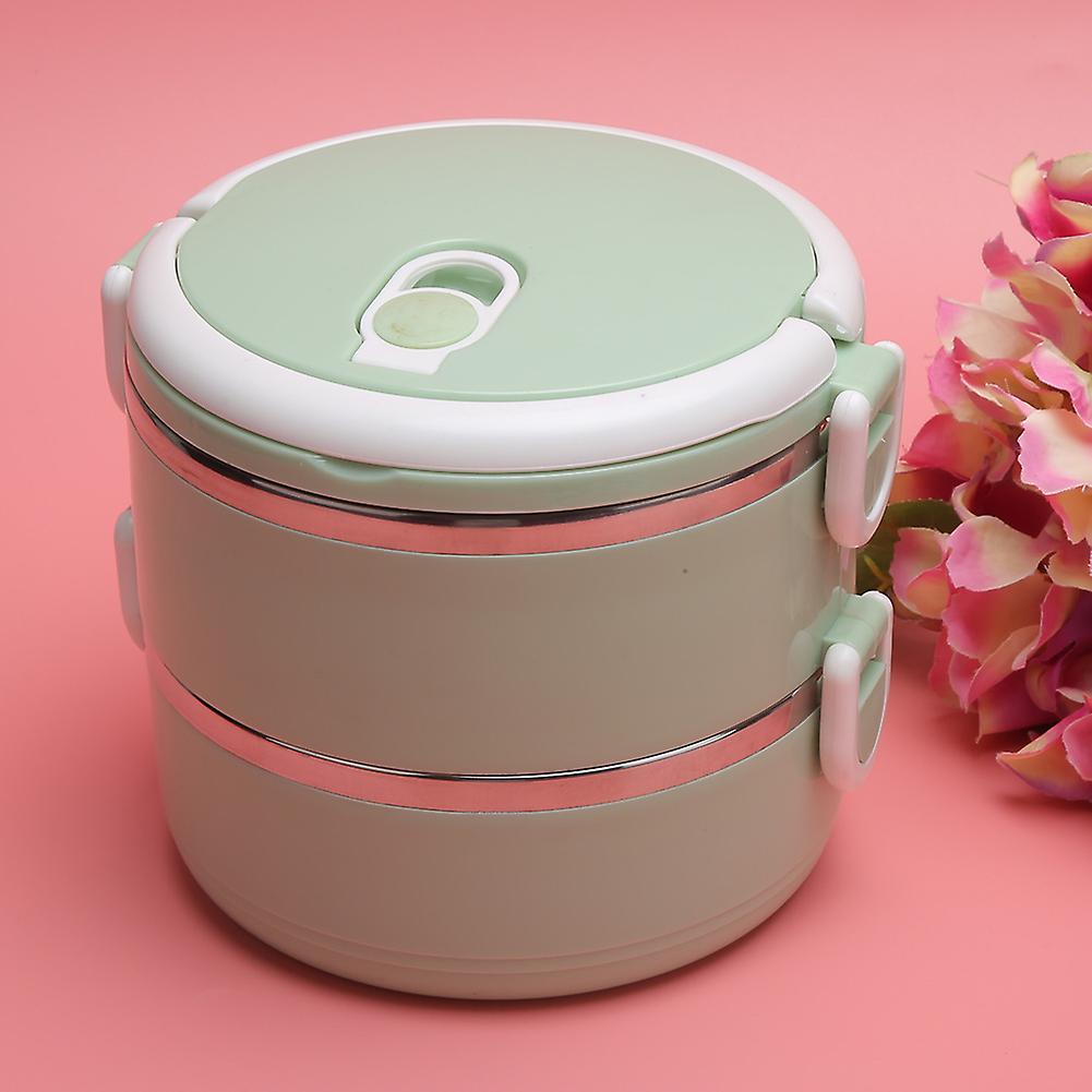 Green Portable Stainless Steel Thermal Insulated Rice Noddles Lunch Box Food Containerdouble Layer