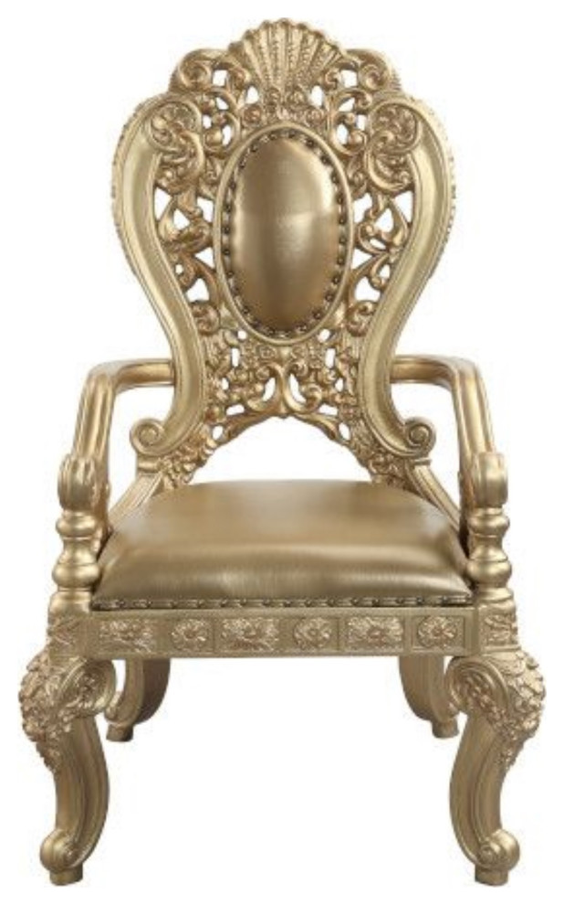 Dn00459 Arm Chair  Set of 2  Pu and Gold Finish  Seville   Victorian   Dining Chairs   by VirVentures  Houzz