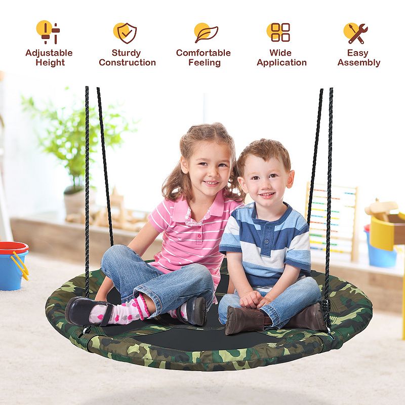 40 Inch Flying Saucer Tree Swing Outdoor Play Set with Adjustable Ropes Gift for Kids