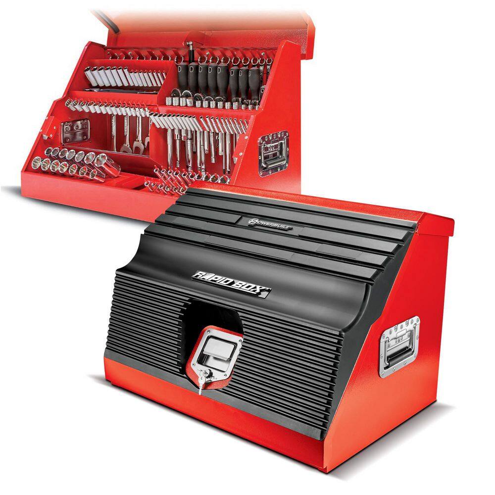 Powerbuilt 26 in. Rapid Box Portable Slant Front Tool Box - Red 240311