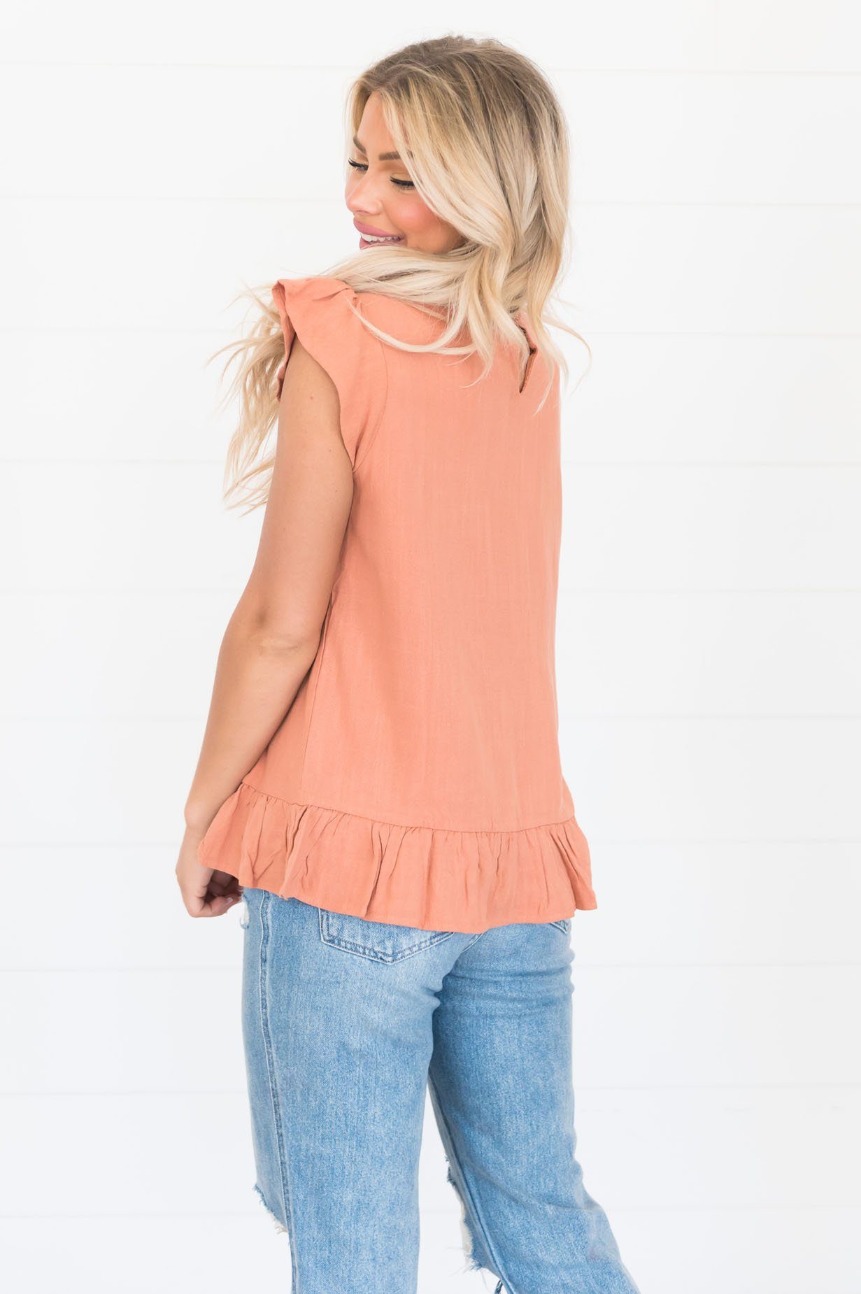 Turn Back Time Embroidered Modest Blouse