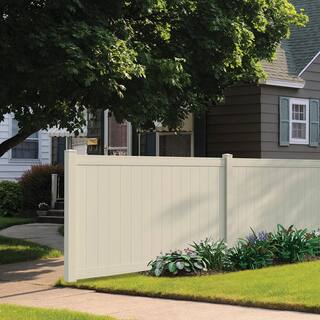 Veranda Pro Series 5 in. x 5 in. x 8 ft. Tan Vinyl Woodbridge Routed End Fence Post 118668