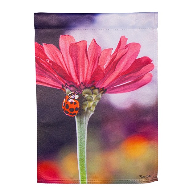 Ladybug On The Flower Suede Garden Flag