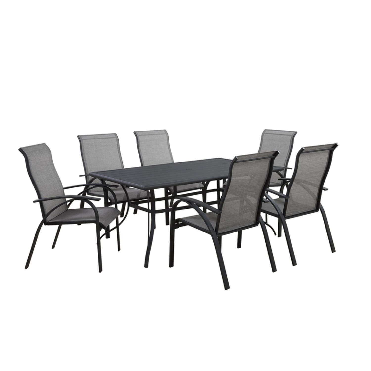 Living Accents Roscoe Black Rectangular Steel Slat Top Dining Table