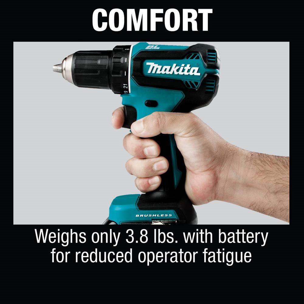 Makita 18V LXT Lithium-Ion Brushless Cordless 12 in. Driver-Drill Kit (4.0 Ah) XFD13SM1