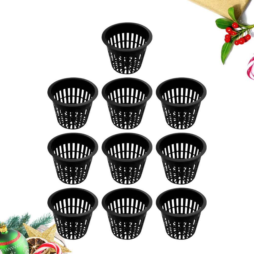 FRCOLOR 10pcs Plastic Planting Baskets Hydroponic Equipment Planting Baskets for Garden Home (Black， Medium Size)