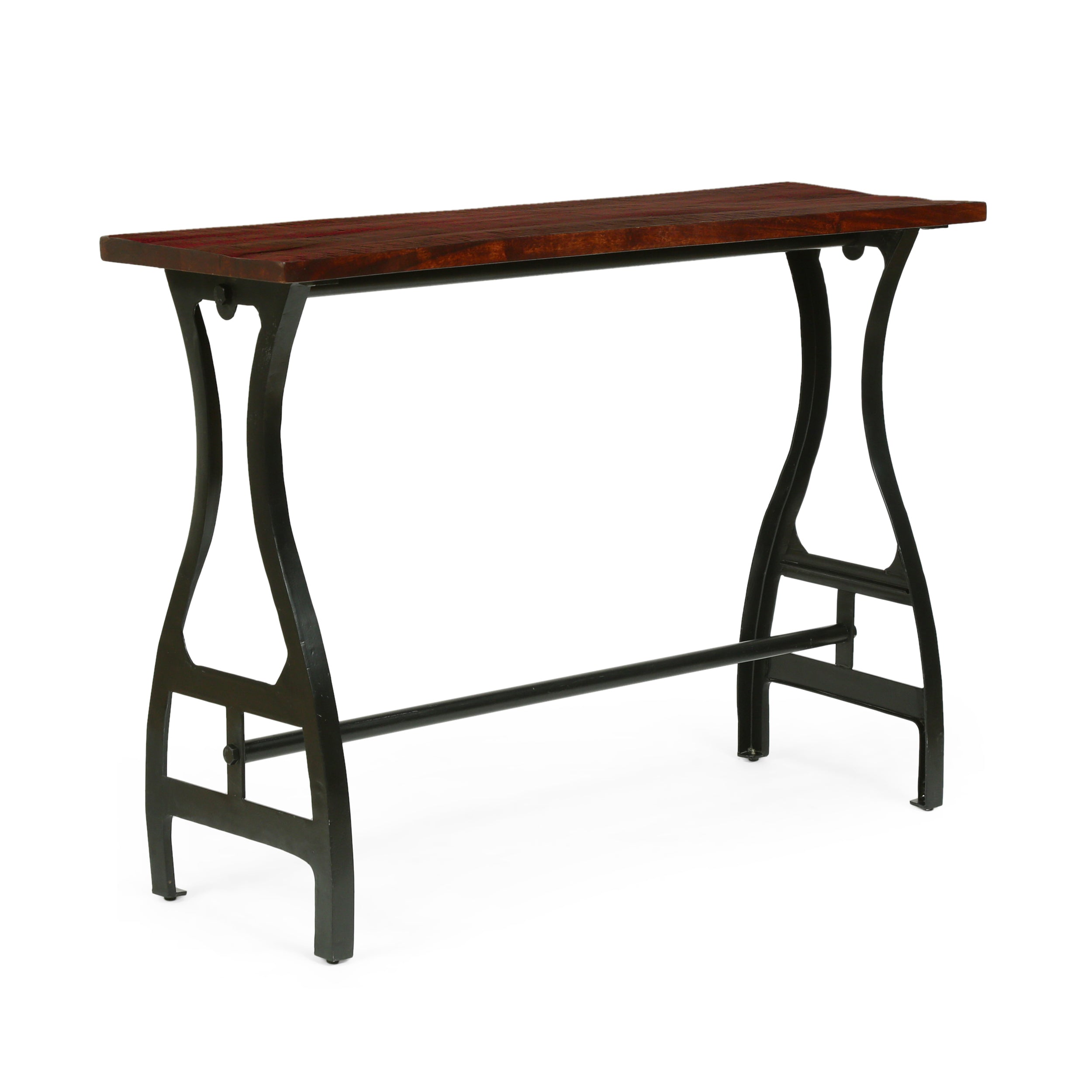 Jolson Modern Industrial Handmade Acacia Wood Console Table, Dark Brown and Black