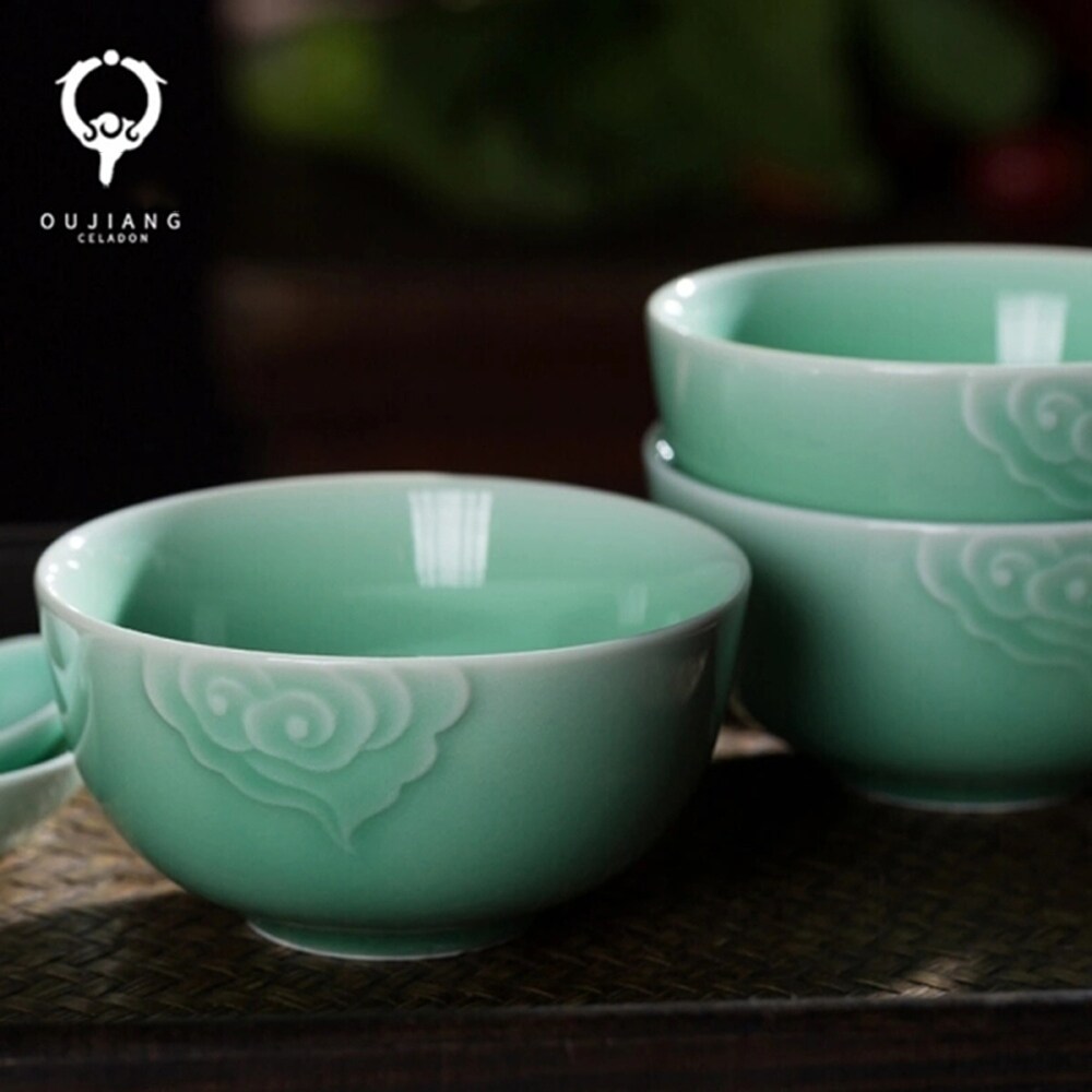 25pcs Ceramic Set Celadon Plum Cyan