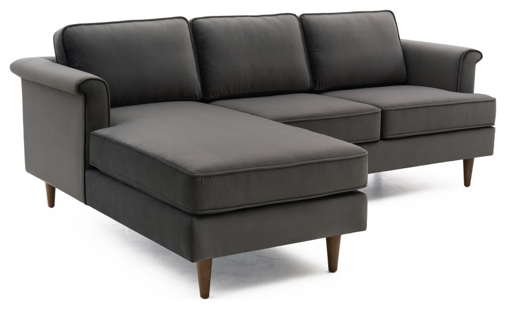 Porter Velvet Sectional   Midcentury   Sectional Sofas   by TOV Furniture  Houzz