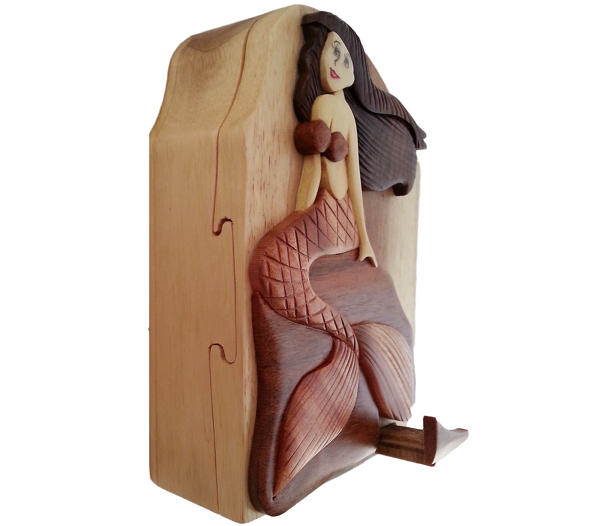 Carver Dan's Mermaid Puzzle Box with Magnet Closures