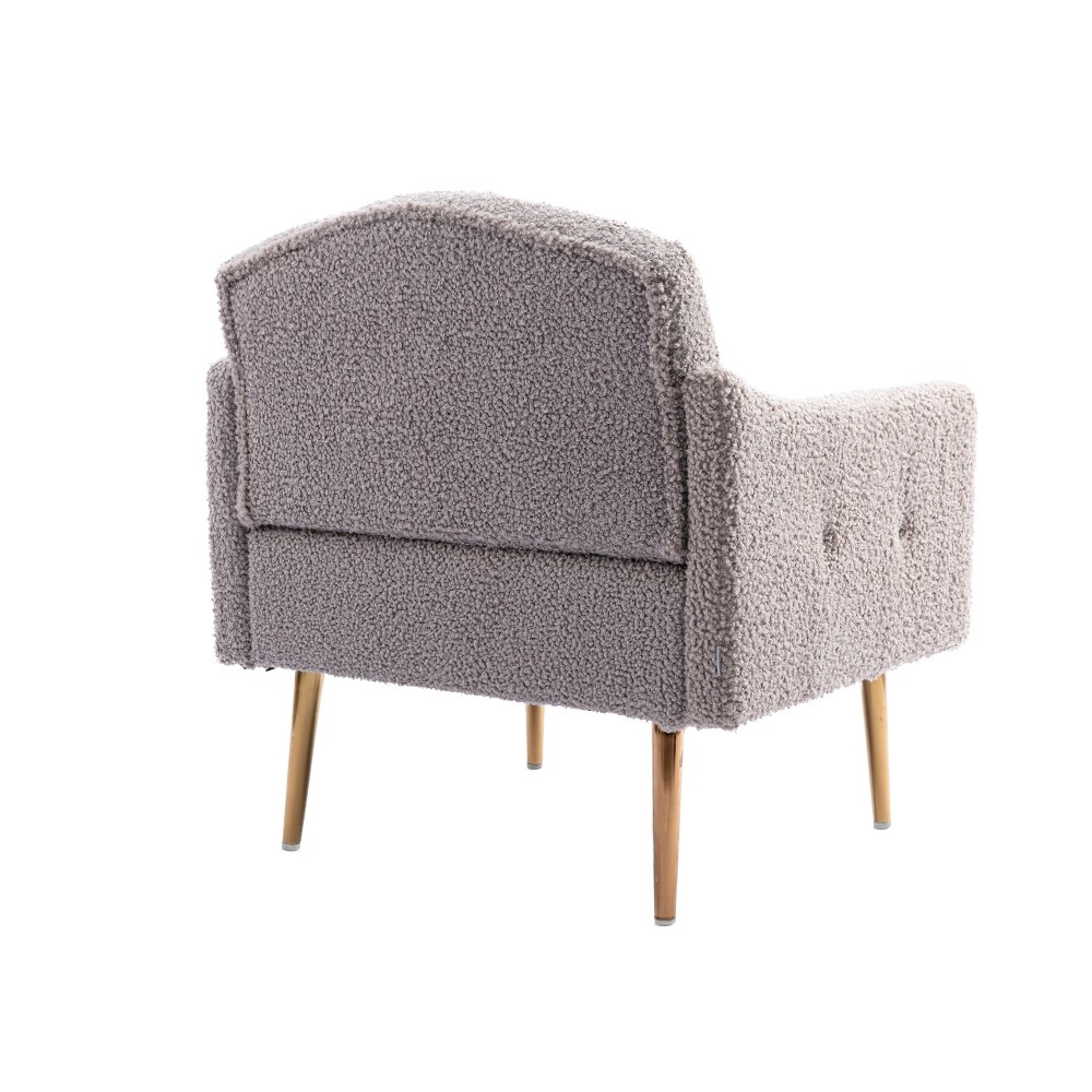 Grey Teddy Accent Chair leisure single sofa with Rose Golden feet   32.28'' H x 31.10” W x 25.29'' L